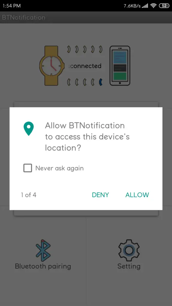 smartwatch bt notification app