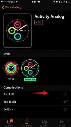 Select Apple Watch Face Complications Watch App