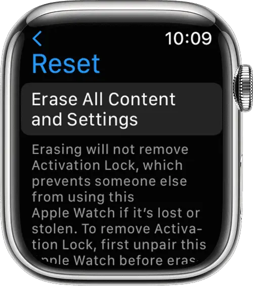 Apple Watch Erase All Content and Settings